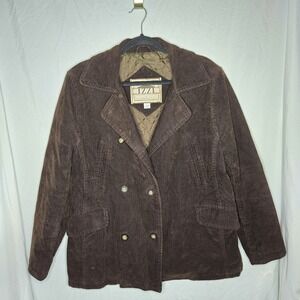 Vintage IZZI Corduroy Genuine‎ Rugged Coat Brown Women's 17 Grunge Boho College